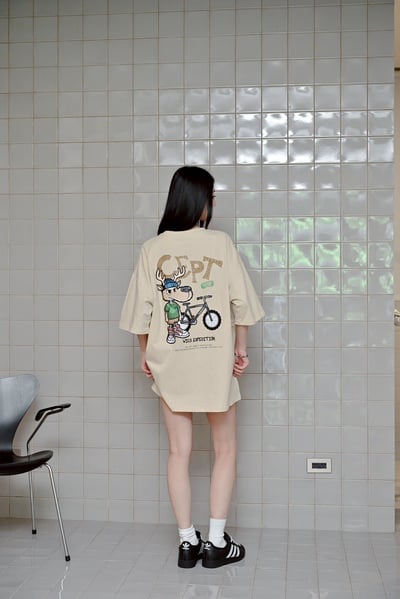 單車麋鹿插圖印花短T3