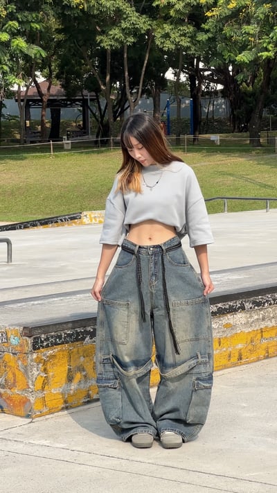 【爆款現貨+預購】街頭解構工裝落地牛仔褲5