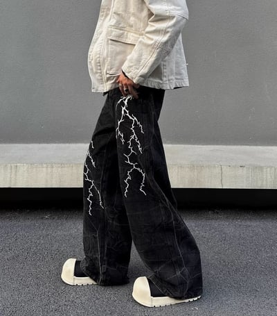 【預購】閃電水洗做舊牛仔褲2