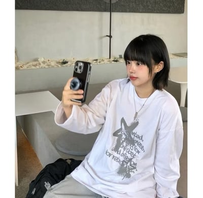 【現貨】美式星星塗鴉字母純棉長T1