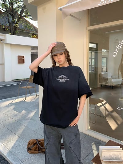 【層次單品】美式洗水貼布繡重磅短T5