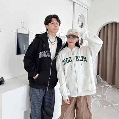 【現貨】BROOKLYN 英字刺繡連帽外套2