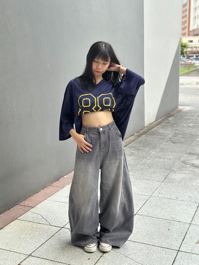 【現貨】街頭煙痕落地彎刀褲4