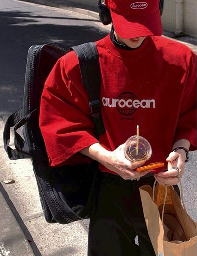 【現貨】撞色現代感地球短T4