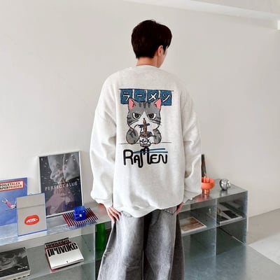 【現貨】日文虎斑貓吃麵大學T7