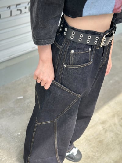 【爆款警告!!!】黑曜丹寧大口袋彎刀褲10