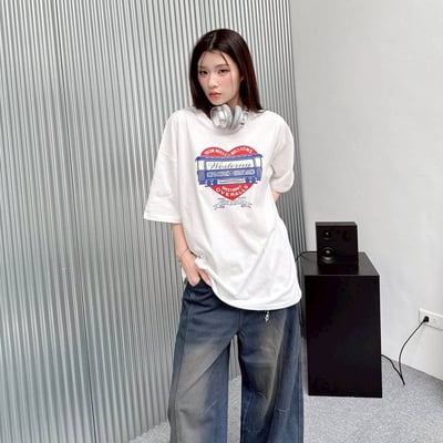 【現貨】愛心列車印花短T5