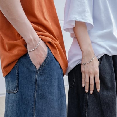 【現貨】鈦鋼菱形竹葉幾何手鍊1