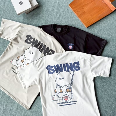 【現貨】SWING小狗盪鞦韆印花短T9