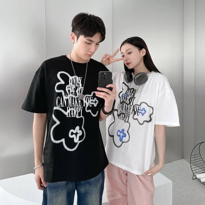 【現貨】小花噴漆印花短T4