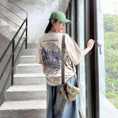 【現貨】around the world發泡字型球形構圖短T5