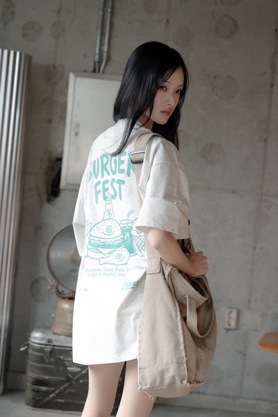 【SORONA® 涼感現貨】BURGER FEST速食套餐印花短T3