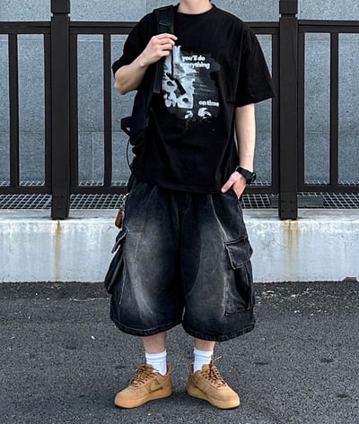 【現貨】幻影模糊字母印花短T4