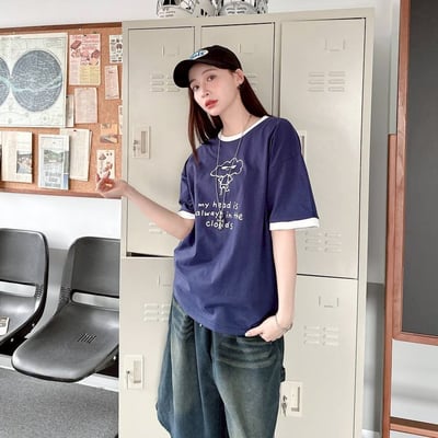 my head is always in the clouds 墨鏡雲朵撞色螺紋短T9