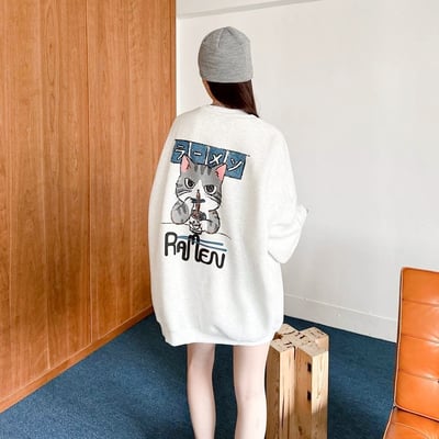 【現貨】日文虎斑貓吃麵大學T2