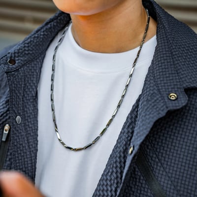 【現貨】鈦鋼菱形竹葉幾何項鍊3