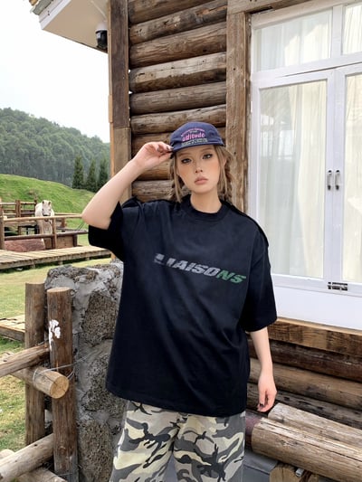 【質感短T單品】美式髒髒做舊拼接重磅短T4