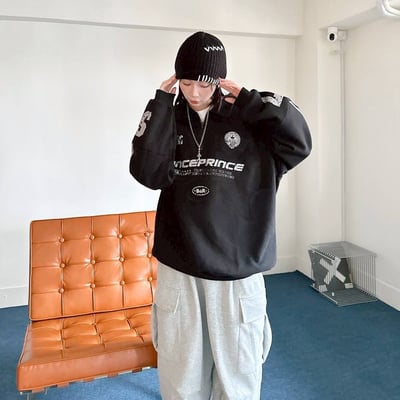 【現貨】SINCEPRINCE斑駁字體拉鍊POLO衫6