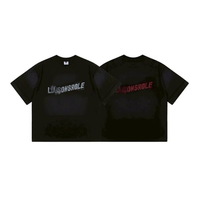 【前後不同色!!!帥酷單品】美式手袖拼接做舊重磅短T10