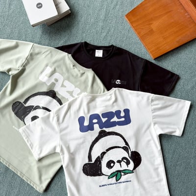 【現貨】LAZY 懶散熊貓塗鴉印花短T10