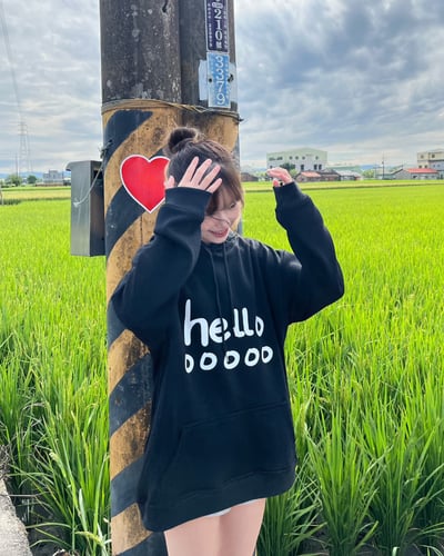 【現貨】美式helloooo印花牛奶絨帽T2