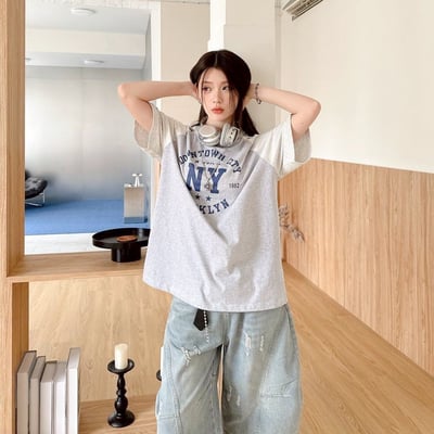 【現貨】NY撞色肩袖美式短T2
