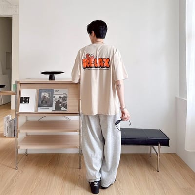 RELAX慵懶熊泡泡字印花短T6