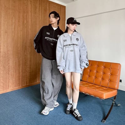 【現貨】SINCEPRINCE斑駁字體拉鍊POLO衫2