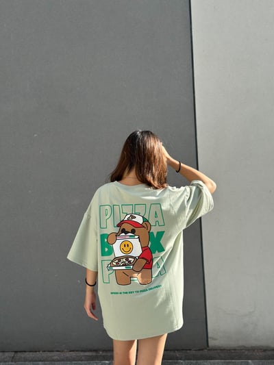 【現貨】PIZZA小熊外送員印花短T3