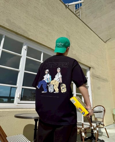 【SORONA® 涼感現貨】OUTDOOR雙人旅行印花短T6