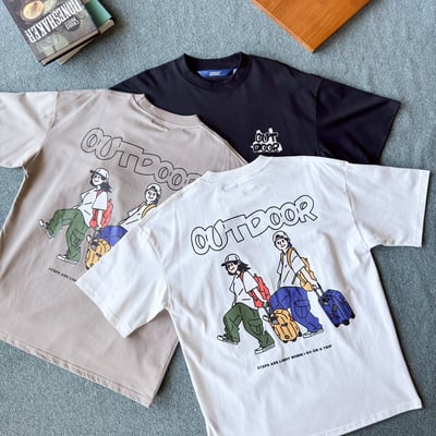 【SORONA® 涼感現貨】OUTDOOR雙人旅行印花短T9