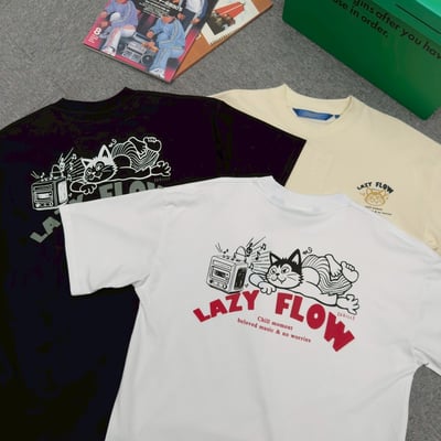 【SORONA® 涼感現貨】LAZY FLOW慵懶貓咪印花短T8