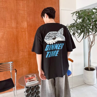 【現貨】DINNER TIME 鯊魚插畫印花短T5