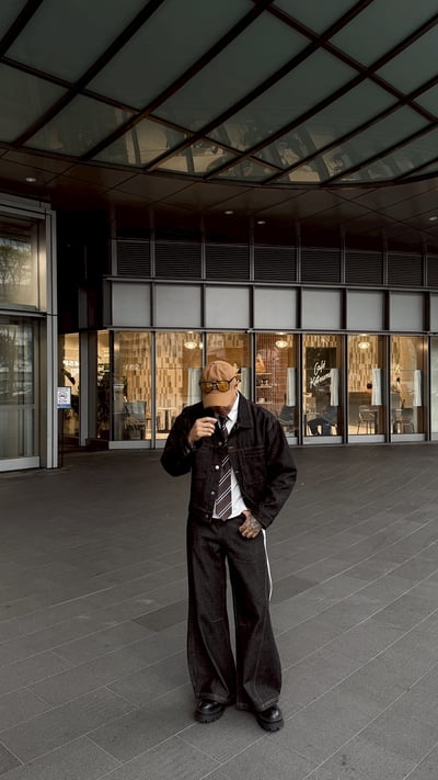 【現貨】高腰丹寧雅痞闊腿褲13