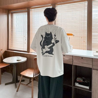 【現貨】像素吉他貓印花短T6