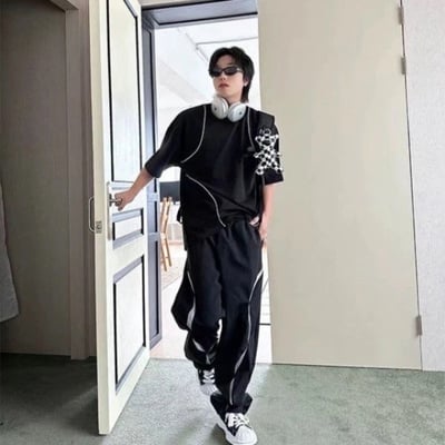 【現貨】流線拼布造型長褲3