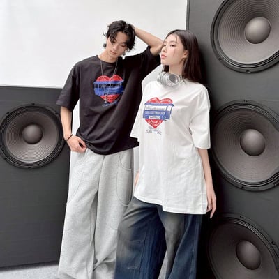 【現貨】愛心列車印花短T1