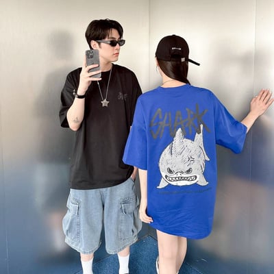 【SORONA® 涼感現貨】SHARK鯊魚塗鴉感印花短T1