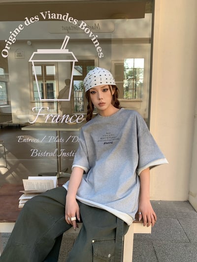 【層次單品】美式洗水貼布繡重磅短T4