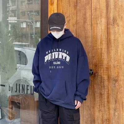 【現貨】貼布繡爬線重磅寬版帽T2