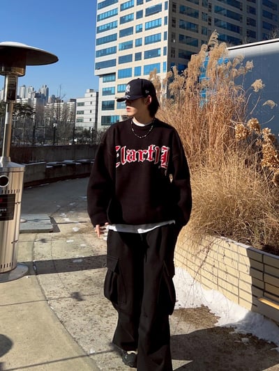 【現貨】哥德字撞色毛衣1