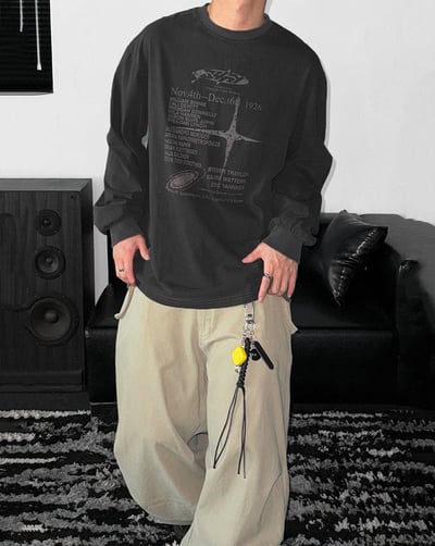 【現貨】做舊水洗街頭風字母斑駁印花長T5