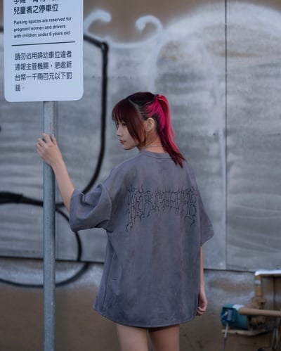 【現貨】ESTABLISHED 2018荊棘簍空字體麂皮短T7