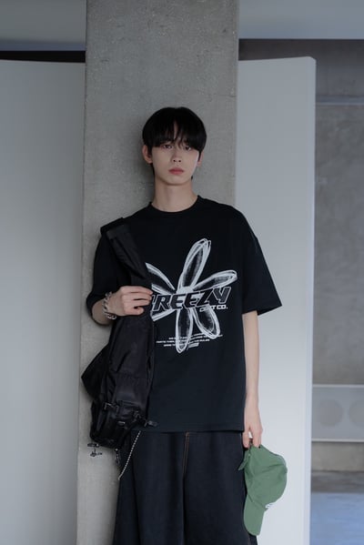 【現貨】刺繡BREEZY手袖花朵印花短T7