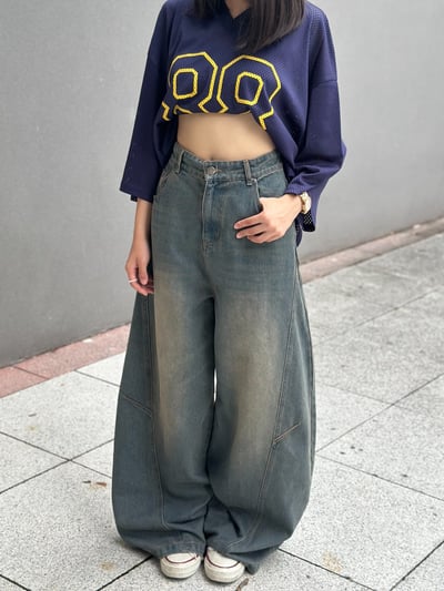 【現貨】街頭煙痕落地彎刀褲2