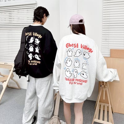 【現貨】Ghost Village幽靈貼圖印花大學T1
