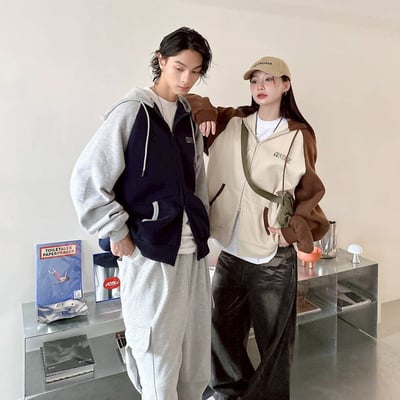 【現貨】VINTAGE撞色拼接連帽外套1