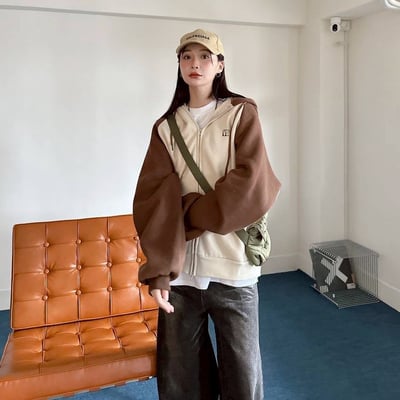 【現貨】VINTAGE撞色拼接連帽外套13