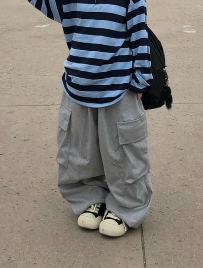 【現貨】重磅闊腿大口袋工裝棉褲7