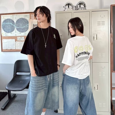 【現貨】HAPPINESS潑漆笑臉印花短T1